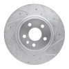 R1 12-21 Tesla Model X Front Right Drilled & Slotted Silver Brake Rotor