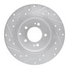 R1 17-19 Kia Cadenza Rear Right Drilled & Slotted Silver Brake Rotor