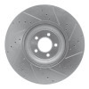 R1 10-24 Jaguar XF Front Left Drilled & Slotted Silver Brake Rotor