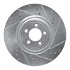 R1 06-21 Jaguar XKR Front Right Drilled & Slotted Silver Brake Rotor
