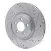 R1 06-21 Jaguar XKR Front Right Drilled & Slotted Silver Brake Rotor