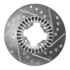 R1 83-89 Subaru STANDARD Front Left Drilled & Slotted Silver Brake Rotor