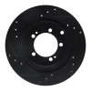 R1 92-96 Mitsubishi DIAMANTE Rear Right Drilled & Slotted Black Brake Rotor