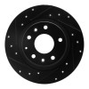 R1 16-18 Mazda CX-3 Rear Left Drilled & Slotted Black Brake Rotor