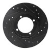 R1 83-91 Dodge COLT Front Left Drilled & Slotted Black Brake Rotor