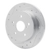 R1 10-13 Suzuki Kizashi Rear Left Drilled & Slotted Silver Brake Rotor