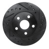 R1 86-89 Toyota Celica Front Right Drilled & Slotted Black Brake Rotor