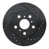 R1 83-86 Toyota Camry Front Right Drilled & Slotted Black Brake Rotor