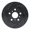 R1 83-86 Toyota Camry Front Left Drilled & Slotted Black Brake Rotor