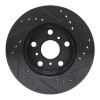 R1 83-86 Toyota Camry Front Left Drilled & Slotted Black Brake Rotor