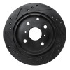 R1 82-85 Toyota Celica Rear Right Drilled & Slotted Black Brake Rotor