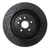 R1 15-22 Lexus GS F Left Rear Drilled & Slotted Black Brake Rotor
