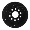 R1 05-25 Audi A3 (Mexico) Rear Left Drilled & Slotted Black Brake Rotor