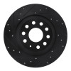 R1 16-25 Audi TT Quattro Rear Left Drilled & Slotted Black Brake Rotor