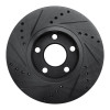 R1 90-97 Audi V8 Quattro Front Right Drilled & Slotted Black Brake Rotor