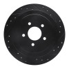 R1 03-11 Lincoln Town Car Rear Right Drilled & Slotted Black Brake Rotor