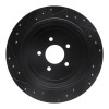 R1 03-11 Lincoln Town Car Rear Right Drilled & Slotted Black Brake Rotor