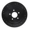 R1 03-11 Lincoln Town Car Rear Left Drilled & Slotted Black Brake Rotor