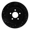R1 20-25 Ford Mustang Rear Left Drilled & Slotted Black Brake Rotor