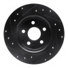 R1 18-23 Ford Transit CONNECT Rear Right Drilled & Slotted Black Brake Rotor