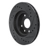 R1 90-93 Asuna SUNFIRE Front Left Drilled & Slotted Black Brake Rotor