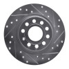 R1 05-18 Audi Q3 Rear Right Drilled & Slotted Silver Brake Rotor