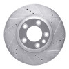 R1 03-15 Audi Q7 Left Front Drilled & Slotted Silver Brake Rotor