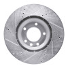 R1 03-15 Audi Q7 Left Front Drilled & Slotted Silver Brake Rotor