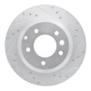 R1 03-18 Audi Q7 Rear Right Drilled & Slotted Silver Brake Rotor