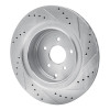 R1 09-24 Infiniti Q50 Rear Left Drilled & Slotted Silver Brake Rotor