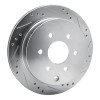 R1 05-25 Nissan Frontier Rear Right Drilled & Slotted Silver Brake Rotor