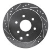 R1 05-25 Nissan Frontier Rear Left Drilled & Slotted Silver Brake Rotor