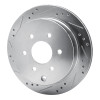 R1 05-25 Nissan Frontier Rear Left Drilled & Slotted Silver Brake Rotor
