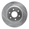 R1 05-25 Nissan Frontier Front Left Drilled & Slotted Silver Brake Rotor