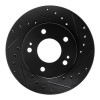 R1 90-90 Plymouth Laser Front Right Drilled & Slotted Black Brake Rotor