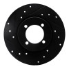 R1 74-87 Dodge COLT Front Left Drilled & Slotted Black Brake Rotor