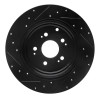 R1 06-14 Honda Ridgeline Rear Right Drilled & Slotted Black Brake Rotor