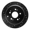 R1 05-10 Honda Odyssey Rear Left Drilled & Slotted Black Brake Rotor