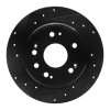 R1 02-04 Honda CR-V Rear Left Drilled & Slotted Black Brake Rotor