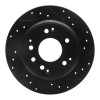 R1 91-99 Acura RL Rear Right Drilled & Slotted Black Brake Rotor