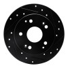 R1 97-06 Acura Integra Rear Right Drilled & Slotted Black Brake Rotor