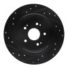 R1 15-25 Acura TLX Rear Right Drilled & Slotted Black Brake Rotor