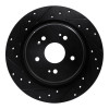R1 15-25 Acura TLX Rear Left Drilled & Slotted Black Brake Rotor
