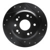 R1 02-04 Acura RL Rear Right Drilled & Slotted Black Brake Rotor