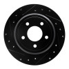 R1 03-11 Ford Crown Victoria Rear Left Drilled & Slotted Black Brake Rotor