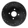 R1 02-04 Ford Focus Rear Right Drilled & Slotted Black Brake Rotor