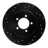 R1 03-05 Lincoln AVIATOR Rear Left Drilled & Slotted Black Brake Rotor