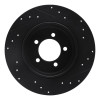 R1 03-05 Lincoln AVIATOR Rear Left Drilled & Slotted Black Brake Rotor