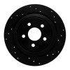 R1 15-24 Ford Fusion Rear Right Drilled & Slotted Black Brake Rotor