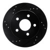 R1 90-92 Ford Taurus SHO Rear Left Drilled & Slotted Black Brake Rotor